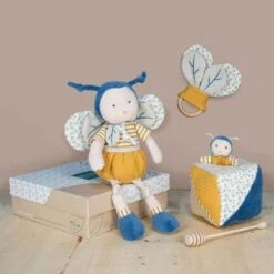 Cube D'activité Pollen 10cm Coton Bio Doudou Et Compagnie® - Doudou Bio Français -Jouets De Confort En Peluche Boutique cube d activite pollen 10cm coton bio doudou et compagnie doudou bio francais 2