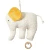 Doudou Boite à Musique éléphant Blanc Et Jaune Coton Bio 16 Cm - Doudou Bio Naturel Efie