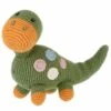 Doudou Hochet Dinosaure Dippi Kaki 25cm Pebble® Maille Crochet Coton Bio - Doudou Bébé Bio