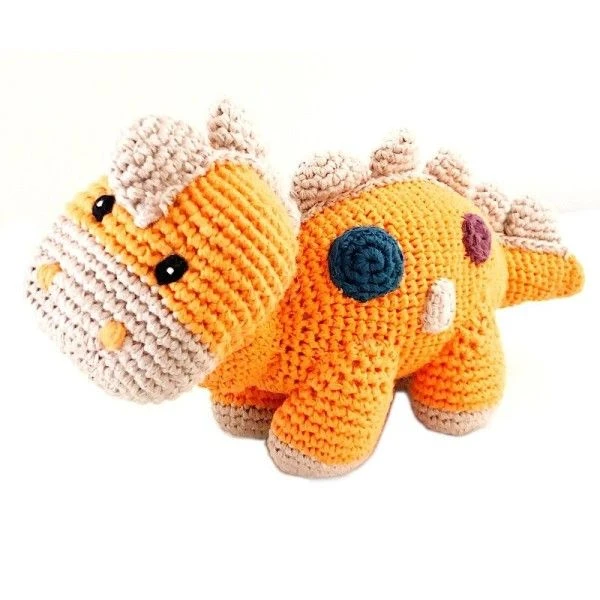 Doudou Hochet Dinosaure Steggi Orange 25cm Pebble® Maille Crochet Coton Bio - Doudou Bébé Bio 1 Doudou Hochet Dinosaure Steggi Orange 25cm Pebble® Maille Crochet Coton Bio - Doudou Bébé Bio