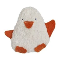 Doudou Hochet Pingouin Coton Bio Blanc & Orange Efie® - Jouets Coton Bio