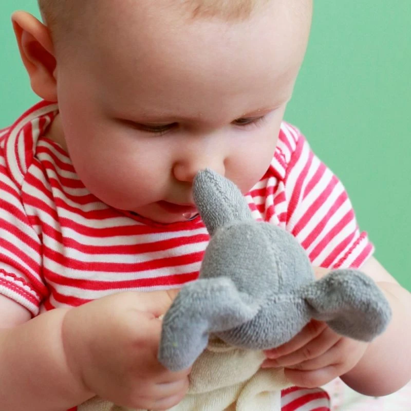 Doudou Hochet Nanchen® Natur éléphant Rüssel Coton Bio Eponge (Kba) Gris Ecru 18cm- Hochet Bio 2 Doudou Hochet Nanchen® Natur éléphant Rüssel Coton Bio Eponge (Kba) Gris Ecru 18cm- Hochet Bio – Image 2