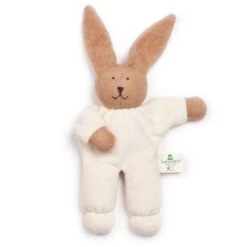 Doudou Hochet Nanchen® Natur Lapin Hoppel Coton Bio Eponge (Kba) Brun Ecru 18cm- Hochet Bio