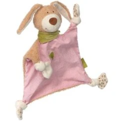 Doudou Lapin Plat Carré à NœudsSigikid®Vichy Rose 27cm Série Green - Doudou Bio