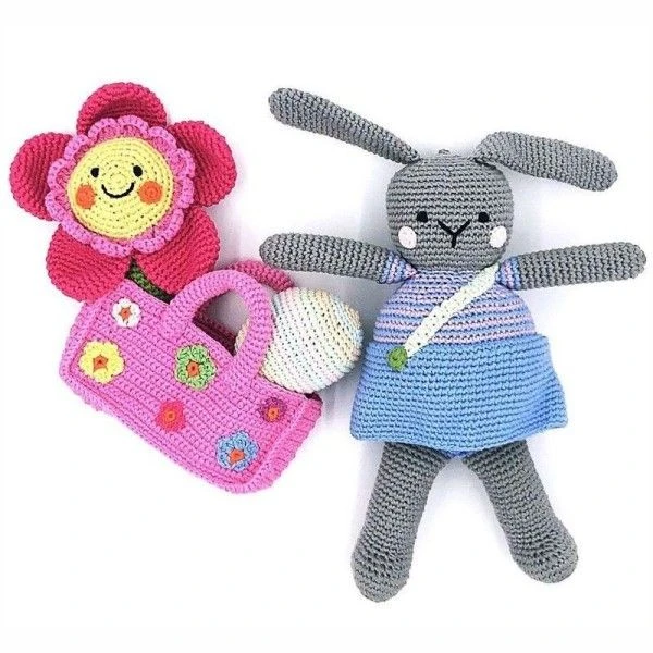 Doudou Lapine Bleu 28cm Pebble® Maille Crochet Coton Bio - Doudou Bébé Bio 2 Doudou Lapine Bleu 28cm Pebble® Maille Crochet Coton Bio - Doudou Bébé Bio – Image 2