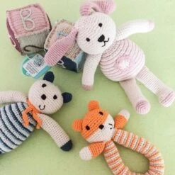 Doudou Lapine Rose Flower 28cm Pebble® Maille Crochet Coton Bio - Doudou Bébé Bio -Jouets De Confort En Peluche Boutique doudou lapine rose flower 28cm pebble maille crochet coton bio doudou bebe bio 2