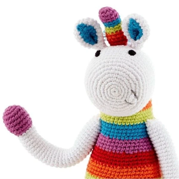 Doudou Licorne Rainbow 37cm Pebble® Maille Crochet Coton Bio - Doudou Bébé Bio 2 Doudou Licorne Rainbow 37cm Pebble® Maille Crochet Coton Bio - Doudou Bébé Bio – Image 2