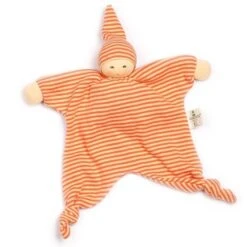 Doudou Mouchoir & Noeuds Nanchen® Natur Poupon Coton Bio Jersey 21cm Orangés - Jouets Bio