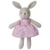 Doudou Peluche Coton Bio Lapine Grise 26cm Robe Rose Fleurie Apple Park™-Jouets Bio Apple Park™