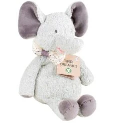 Doudou Peluche Coton Bio Medium éléphant 25cm Tikiri® - Jouet Bio