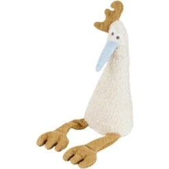 Doudou Peluche Efie Coq Ecru & Bleu Naturel 43cm - Peluche Coton Bio Vegan