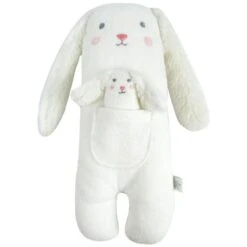Doudou Peluche éponge De Coton Bio Lapin Et Lapinou 27cm Albetta® - Doudou Rondelets