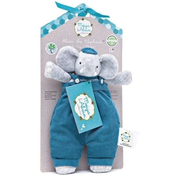 Doudou Peluche Plat Coton Bio Alvin L'éléphant 24 Cm Meiya & Alvin® - Jouet Bio 2 Doudou Peluche Plat Coton Bio Alvin L'éléphant 24 Cm Meiya & Alvin® - Jouet Bio – Image 2