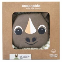Doudou Plat 28cm Coton Bio Rhinocéros Coq En Pâte® - Doudou Coton Bio -Jouets De Confort En Peluche Boutique doudou plat 28cm coton bio rhinoceros coq en pate doudou coton bio 3