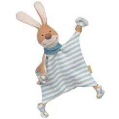 Doudou Plat à Nœuds Sigikid® Lapin Pantin Jersey Marinière Green 28 Cm - Peluche Lapin