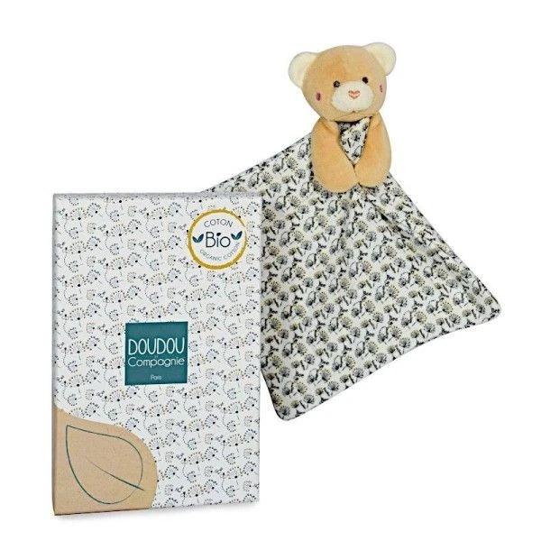 Doudou Plat Bébé L'ours Fleuri 20cm Coton Bio Doudou Et Compagnie® - Doudou Bio Français 2 Doudou Plat Bébé L'ours Fleuri 20cm Coton Bio Doudou Et Compagnie® - Doudou Bio Français – Image 2