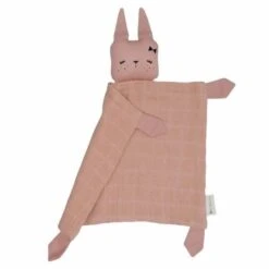 Cadeau De Naissance Coffret Doudou & Lange Lapin Pêche Fabelab® Coton Bio GOTS- Doudou Bio Scandinave -Jouets De Confort En Peluche Boutique doudou plat carre lapin vieux rose fabelab mousseline coton bio gots doudou bio scandinave 2
