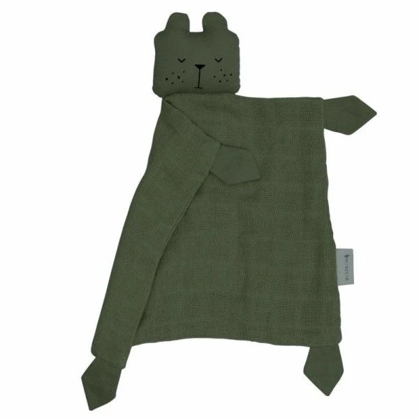 Doudou Plat Carré Ours Olive Fabelab® Mousseline Coton Bio GOTS- Doudou Bio Scandinave 1 Doudou Plat Carré Ours Olive Fabelab® Mousseline Coton Bio GOTS- Doudou Bio Scandinave