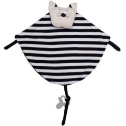Doudou Bio Plat Chat Noir Et Blanc Wooly Organic® Coton Bio 35 Cm - Doudou Bio GOTS