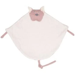 Doudou Plat Chat Vieux Rose Backyard Wooly Organic® Coton Bio 35 Cm - Doudou Bio GOTS