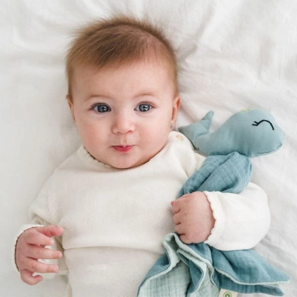 Doudou Plat Lange Coton Bio Baleine APunt Barcelona® 30cm- Doudou Bébé Bio 3 Doudou Plat Lange Coton Bio Baleine APunt Barcelona® 30cm- Doudou Bébé Bio – Image 3