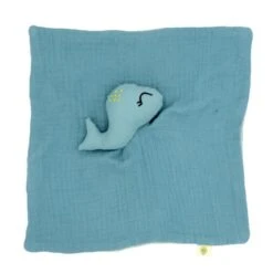 Doudou Plat Lange Coton Bio Baleine APunt Barcelona® 30cm- Doudou Bébé Bio