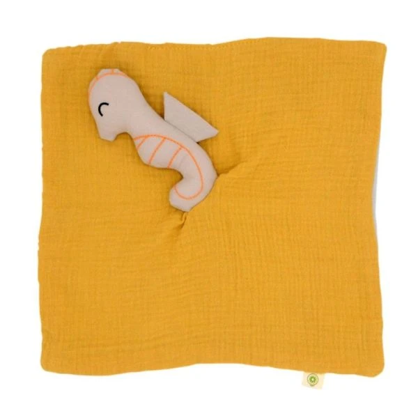 Doudou Plat Lange Coton Bio Hippocampe APunt Barcelona® 30cm - Doudou Bébé Bio 1 Doudou Plat Lange Coton Bio Hippocampe APunt Barcelona® 30cm - Doudou Bébé Bio