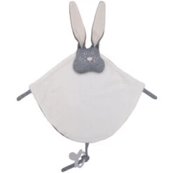 Doudou Plat Lapin Gris Wooly Organic® Coton Bio 35 Cm - Doudou Bio GOTS