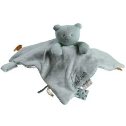 Doudou Plat Mouchoir Coton Bio Nouky Menthe Noukie's® - Bébé Bio -Jouets De Confort En Peluche Boutique doudou plat mouchoir coton bio nouky menthe noukie s bebe bio 2