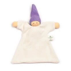 Doudou Plat Nanchen® Natur Poupée Waldorf Coton Bio Eponge (Kba) Ecru Mauve - Jouets Bio