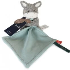 Doudou Plat & Pantin Âne Peluche 15 Cm Maïlou Tradition® Coton Bio - Doudou Bio Français
