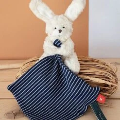 Doudou Plat & Pantin Lapin Peluche Maïlou Tradition® Coton Bio - Doudou Bio Français -Jouets De Confort En Peluche Boutique doudou plat pantin lapin peluche mailou tradition coton bio doudou bio francais 2