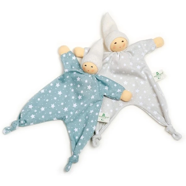 Doudou Plat Poupon Mouchoir & Noeuds Nanchen® Natur Coton Bio (Kba) Bleu Gris étoilé - Doudou Bio 2 Doudou Plat Poupon Mouchoir & Noeuds Nanchen® Natur Coton Bio (Kba) Bleu Gris étoilé - Doudou Bio – Image 2