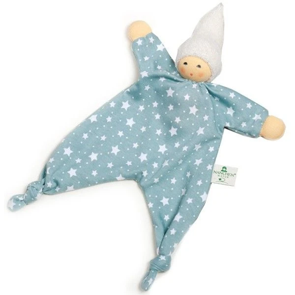 Doudou Plat Poupon Mouchoir & Noeuds Nanchen® Natur Coton Bio (Kba) Bleu Gris étoilé - Doudou Bio 1 Doudou Plat Poupon Mouchoir & Noeuds Nanchen® Natur Coton Bio (Kba) Bleu Gris étoilé - Doudou Bio