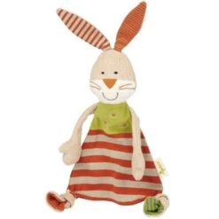 Doudou Plat Sigikid® Lapin Bio Green Rayé 30 Cm - Doudou Bio