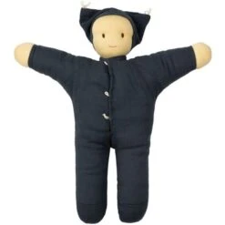 Doudou Poupée De Coton Bio Matty Mousseline Bleu Marine Hoppa® - Doudou Bio