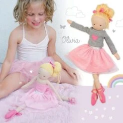 Doudou Poupée Tissu Coton Bio Ballerine Olivia Hoppa® - Poupée De Chiffon -Jouets De Confort En Peluche Boutique doudou poupee tissu coton bio ballerine olivia hoppa poupee de chiffon 2