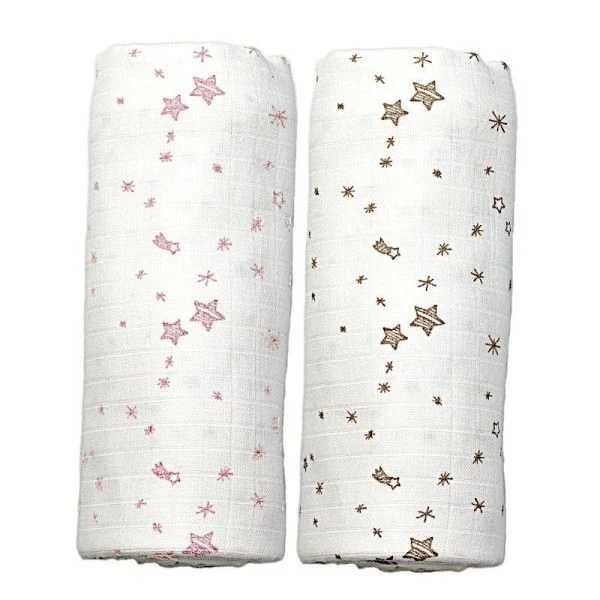 Duo De Langes Etoiles Roses & Taupes Hoppa® Coton Bio GOTS - Lange Coton Bio 1 Duo De Langes Etoiles Roses & Taupes Hoppa® Coton Bio GOTS - Lange Coton Bio