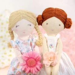 Grande Poupée De Tissu Fleurie Georgia 40 Cm Coton Bio Albetta® - Poupée Tissu Bio -Jouets De Confort En Peluche Boutique grande poupee de tissu fleurie georgia coton bio albetta poupee tissu bio coton lin 2