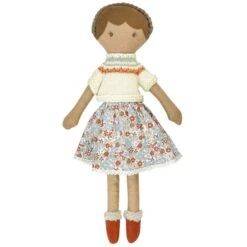 Grande Poupée Lin Robe De Mousseline Audrey 40 Cm Coton Bio Albetta® - Poupée Tissu Bio