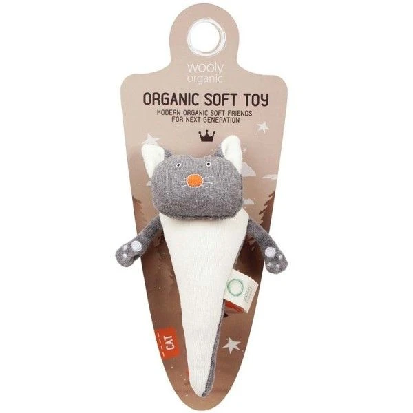 Hochet Bio Chat Gris Wooly Organic® Coton Bio 21cm - Doudou Bio GOTS 1 Hochet Bio Chat Gris Wooly Organic® Coton Bio 21cm - Doudou Bio GOTS