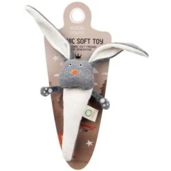 Hochet Bio Lapin Gris Wooly Organic® Coton Bio 22cm - Doudou Bio GOTS