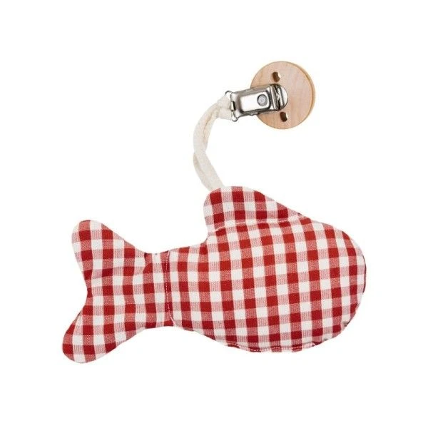 HochetClip Poisson Bleu VichyEfie 15 Cm - Hochet Coton Bio GOTS 2 HochetClip Poisson Bleu VichyEfie 15 Cm - Hochet Coton Bio GOTS – Image 2