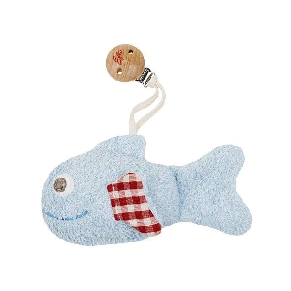 HochetClip Poisson Bleu VichyEfie 15 Cm - Hochet Coton Bio GOTS 1 HochetClip Poisson Bleu VichyEfie 15 Cm - Hochet Coton Bio GOTS