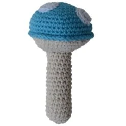 Hochet En Crochet Coton Bio Champignon Bleu APunt Barcelona®- Hochets Bébé Bio