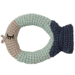 Hochet En Crochet Hoppa® Poisson Coton Nature - Hochets Bébé