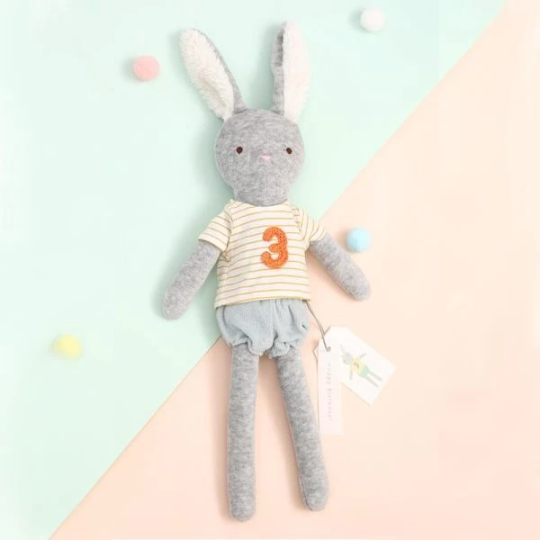 Lapin Peluche éponge De Coton Bio 3ème Anniversaire 44cm Albetta® - Peluche Bio 2 Lapin Peluche éponge De Coton Bio 3ème Anniversaire 44cm Albetta® - Peluche Bio – Image 2