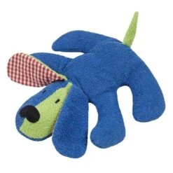 Peluche Efie® Doudou Coton Bio Éponge Chien Bleu 35 Cm - Peluche Efie