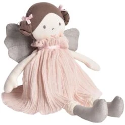 Poupée Chiffon Coton Bio Angelina Robe Mousseline Rose 33cm Bonikka - Poupée Bio