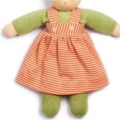 Poupée De Chiffon Nanchen® Natur Poupon 36cm Coton Bio (Kba) Verte Robe Orangé - Poupée Bio -Jouets De Confort En Peluche Boutique poupee de chiffon nanchen natur poupon coton bio kba verte robe orange poupee bio 2